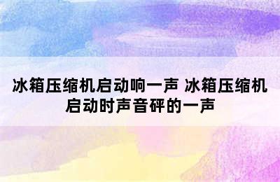 冰箱压缩机启动响一声 冰箱压缩机启动时声音砰的一声